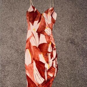 Windsor Red and White Abstract Midi Dress
